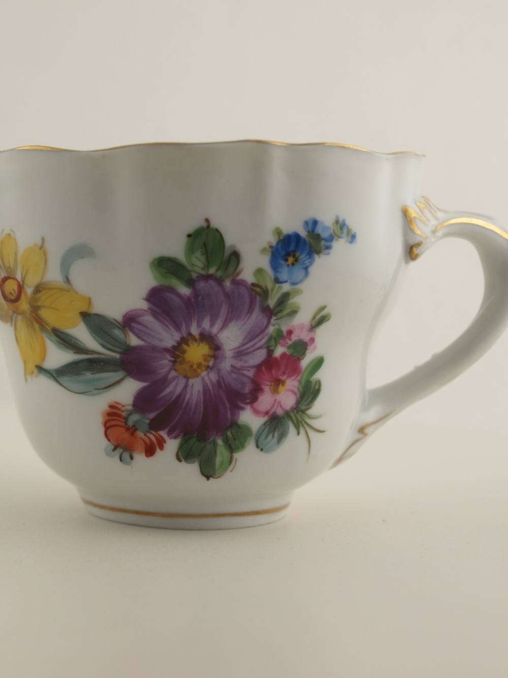 Dresden Carl Thieme Porcelain Teacup-Hand-Painted Florals Gold c. 1902+ Vintage